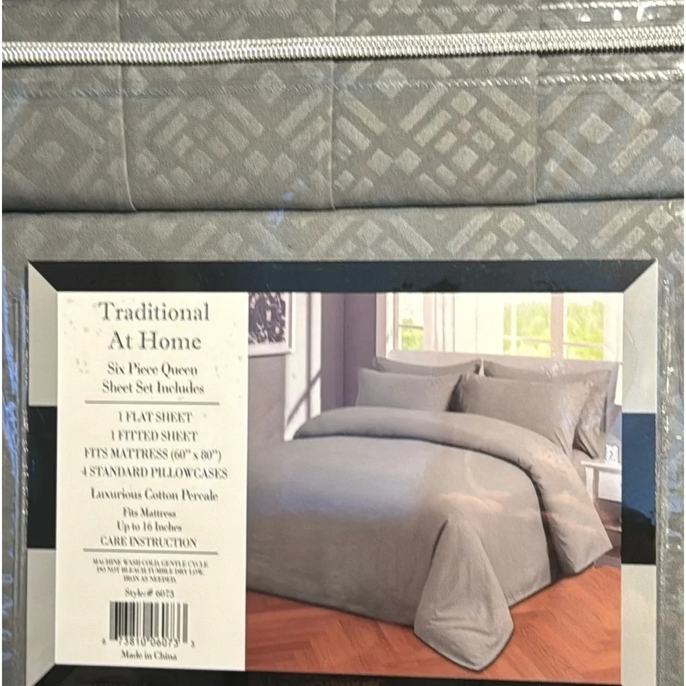 Transitional at Home 6pc Queen Sheet Set Gunmetal Diamond Embossed